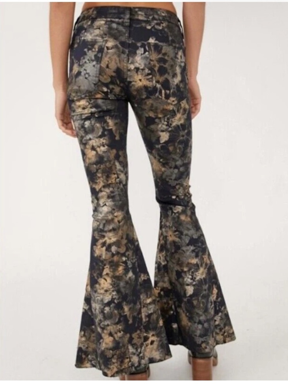 NWT Free People Jayde High Rise Metallic Flare Pants - Picture 2 of 15